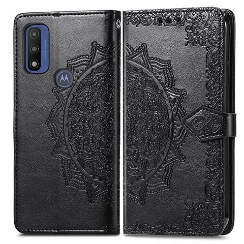 Funda de Cuero Cartera con Soporte Patron de Moda Carcasa para Motorola Moto G Pure Negro