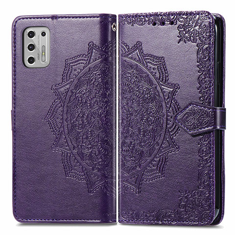 Funda de Cuero Cartera con Soporte Patron de Moda Carcasa para Motorola Moto G Stylus (2021) Morado