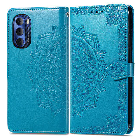 Funda de Cuero Cartera con Soporte Patron de Moda Carcasa para Motorola Moto G Stylus (2022) 4G Azul