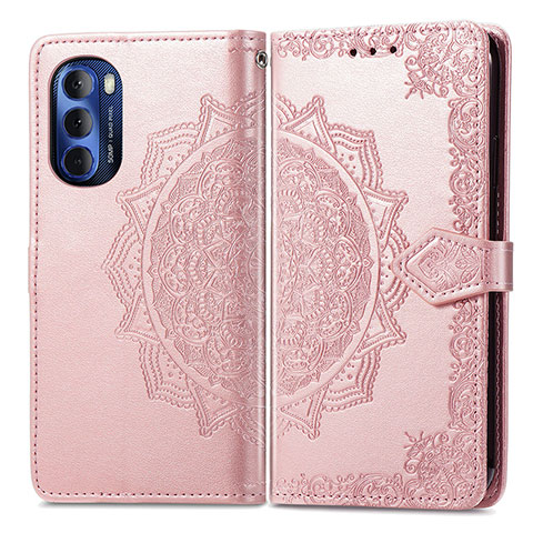 Funda de Cuero Cartera con Soporte Patron de Moda Carcasa para Motorola Moto G Stylus (2022) 4G Oro Rosa