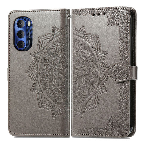 Funda de Cuero Cartera con Soporte Patron de Moda Carcasa para Motorola Moto G Stylus (2022) 5G Gris