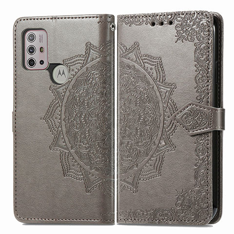 Funda de Cuero Cartera con Soporte Patron de Moda Carcasa para Motorola Moto G10 Gris