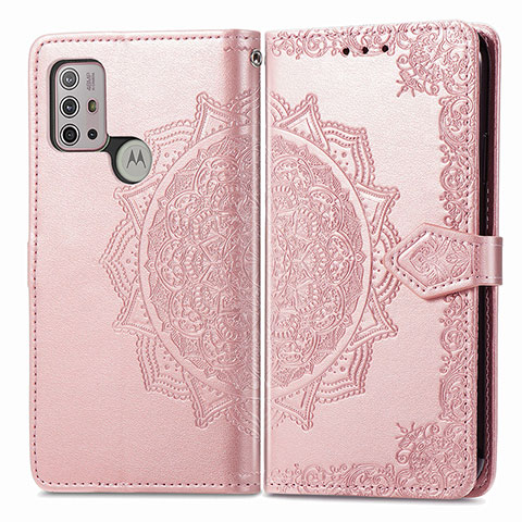 Funda de Cuero Cartera con Soporte Patron de Moda Carcasa para Motorola Moto G10 Oro Rosa