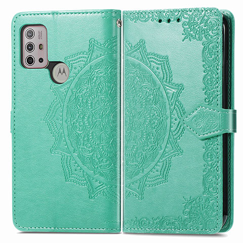 Funda de Cuero Cartera con Soporte Patron de Moda Carcasa para Motorola Moto G10 Power Verde