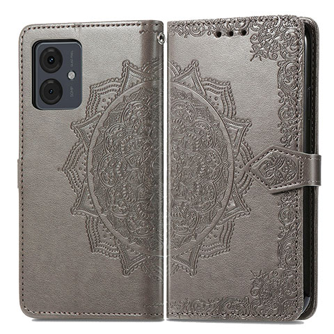 Funda de Cuero Cartera con Soporte Patron de Moda Carcasa para Motorola Moto G14 Gris