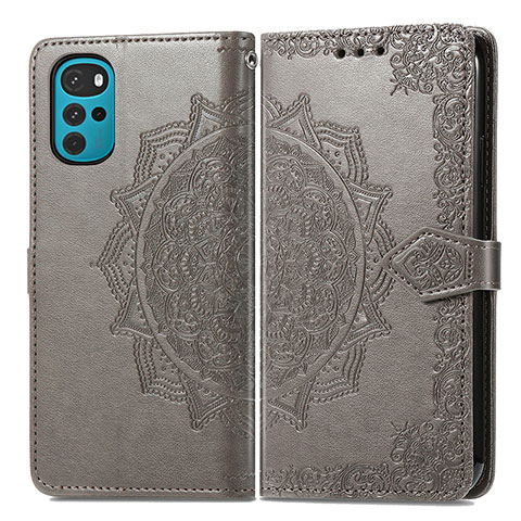 Funda de Cuero Cartera con Soporte Patron de Moda Carcasa para Motorola Moto G22 Gris