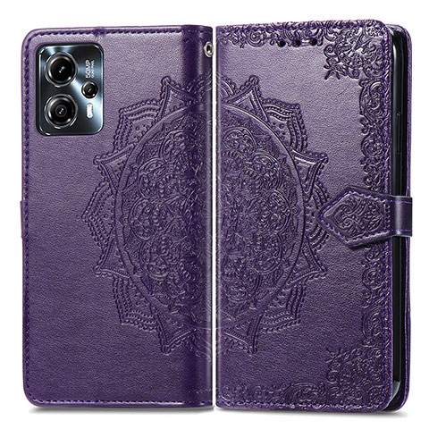 Funda de Cuero Cartera con Soporte Patron de Moda Carcasa para Motorola Moto G23 Morado