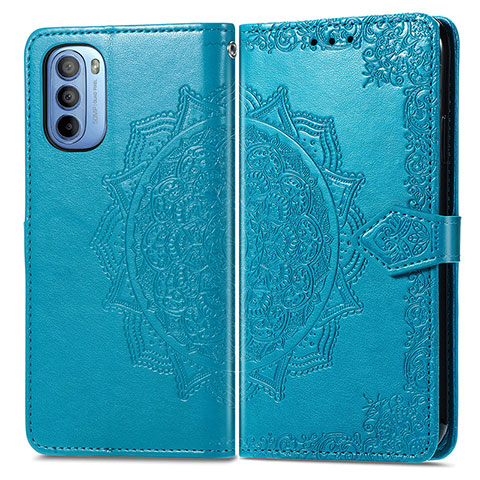 Funda de Cuero Cartera con Soporte Patron de Moda Carcasa para Motorola Moto G31 Azul