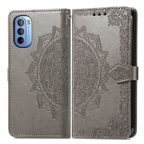 Funda de Cuero Cartera con Soporte Patron de Moda Carcasa para Motorola Moto G31 Gris