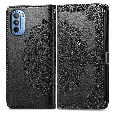 Funda de Cuero Cartera con Soporte Patron de Moda Carcasa para Motorola Moto G31 Negro