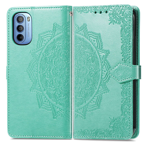 Funda de Cuero Cartera con Soporte Patron de Moda Carcasa para Motorola Moto G31 Verde