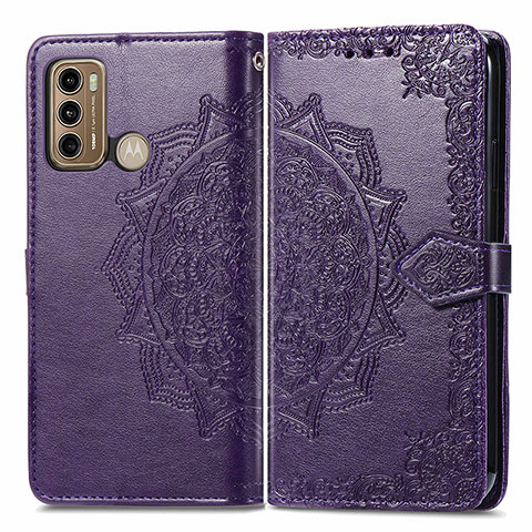 Funda de Cuero Cartera con Soporte Patron de Moda Carcasa para Motorola Moto G40 Fusion Morado