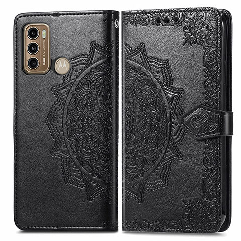 Funda de Cuero Cartera con Soporte Patron de Moda Carcasa para Motorola Moto G40 Fusion Negro