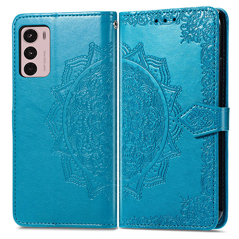 Funda de Cuero Cartera con Soporte Patron de Moda Carcasa para Motorola Moto G42 Azul