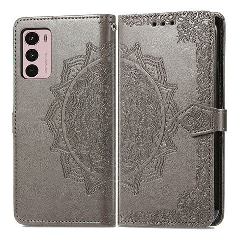 Funda de Cuero Cartera con Soporte Patron de Moda Carcasa para Motorola Moto G42 Gris