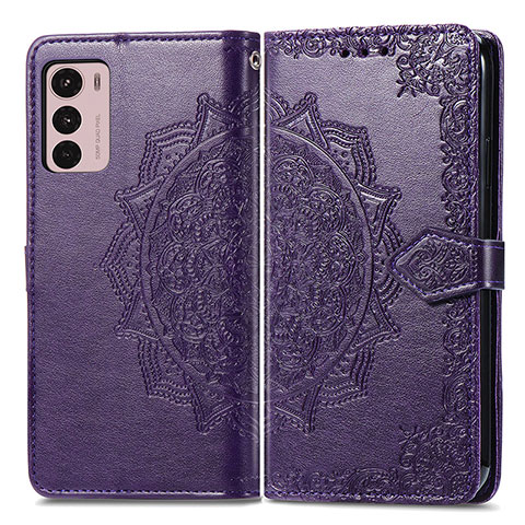 Funda de Cuero Cartera con Soporte Patron de Moda Carcasa para Motorola Moto G42 Morado