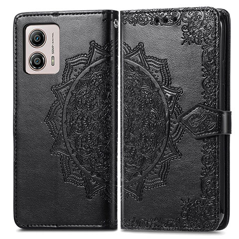 Funda de Cuero Cartera con Soporte Patron de Moda Carcasa para Motorola Moto G53 5G Negro