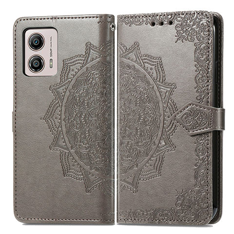 Funda de Cuero Cartera con Soporte Patron de Moda Carcasa para Motorola Moto G53j 5G Gris