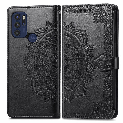 Funda de Cuero Cartera con Soporte Patron de Moda Carcasa para Motorola Moto G60s Negro