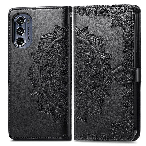 Funda de Cuero Cartera con Soporte Patron de Moda Carcasa para Motorola Moto G62 5G Negro