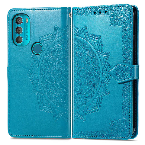 Funda de Cuero Cartera con Soporte Patron de Moda Carcasa para Motorola Moto G71 5G Azul