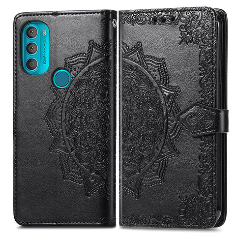 Funda de Cuero Cartera con Soporte Patron de Moda Carcasa para Motorola Moto G71 5G Negro