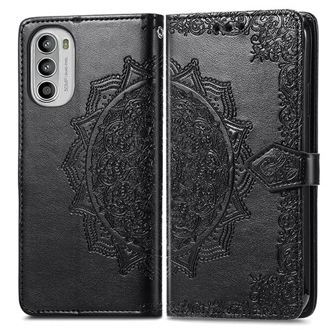 Funda de Cuero Cartera con Soporte Patron de Moda Carcasa para Motorola Moto G71s 5G Negro