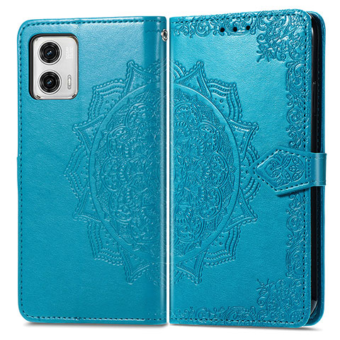 Funda de Cuero Cartera con Soporte Patron de Moda Carcasa para Motorola Moto G73 5G Azul