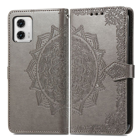 Funda de Cuero Cartera con Soporte Patron de Moda Carcasa para Motorola Moto G73 5G Gris