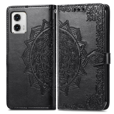 Funda de Cuero Cartera con Soporte Patron de Moda Carcasa para Motorola Moto G73 5G Negro