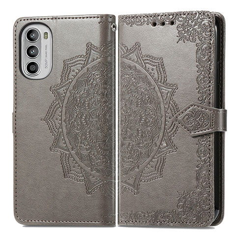 Funda de Cuero Cartera con Soporte Patron de Moda Carcasa para Motorola Moto G82 5G Gris