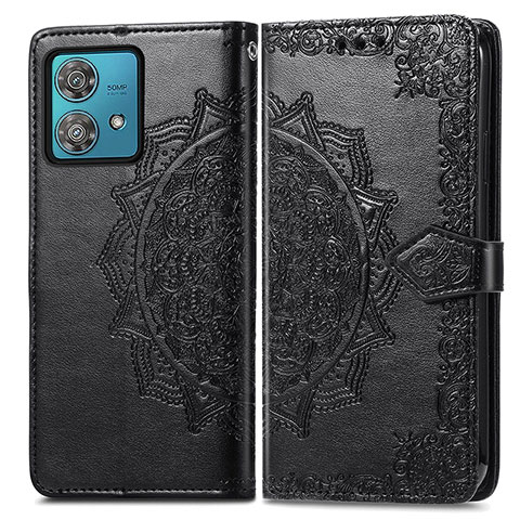 Funda de Cuero Cartera con Soporte Patron de Moda Carcasa para Motorola Moto G84 5G Negro