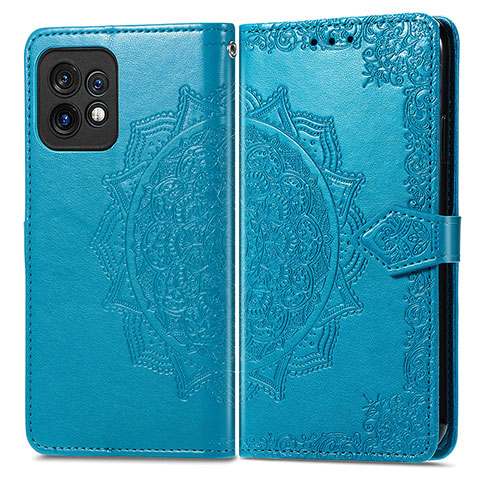 Funda de Cuero Cartera con Soporte Patron de Moda Carcasa para Motorola Moto X40 5G Azul