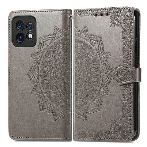 Funda de Cuero Cartera con Soporte Patron de Moda Carcasa para Motorola Moto X40 5G Gris