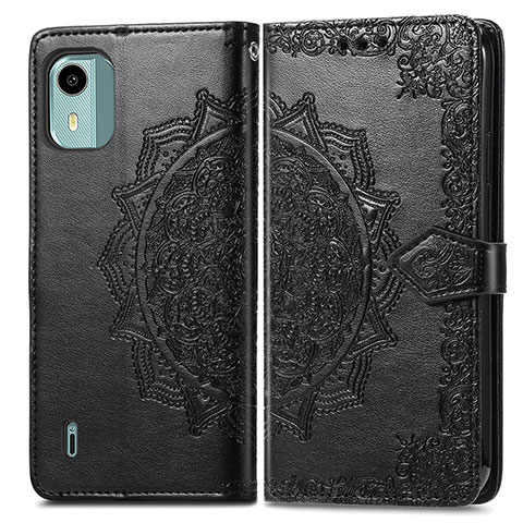 Funda de Cuero Cartera con Soporte Patron de Moda Carcasa para Nokia C12 Negro