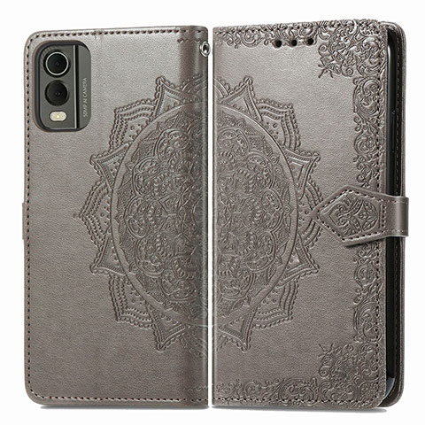 Funda de Cuero Cartera con Soporte Patron de Moda Carcasa para Nokia C210 Gris