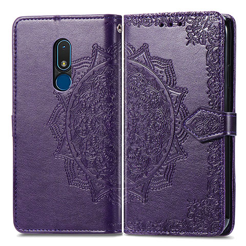 Funda de Cuero Cartera con Soporte Patron de Moda Carcasa para Nokia C3 Morado