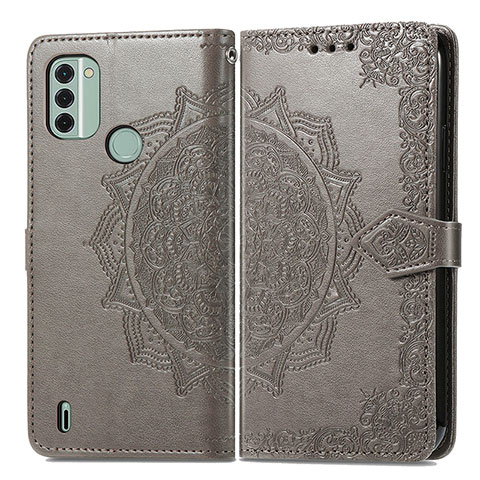 Funda de Cuero Cartera con Soporte Patron de Moda Carcasa para Nokia C31 Gris