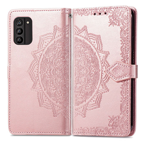 Funda de Cuero Cartera con Soporte Patron de Moda Carcasa para Nokia G100 Oro Rosa