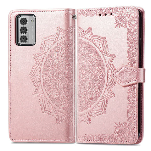 Funda de Cuero Cartera con Soporte Patron de Moda Carcasa para Nokia G42 5G Oro Rosa