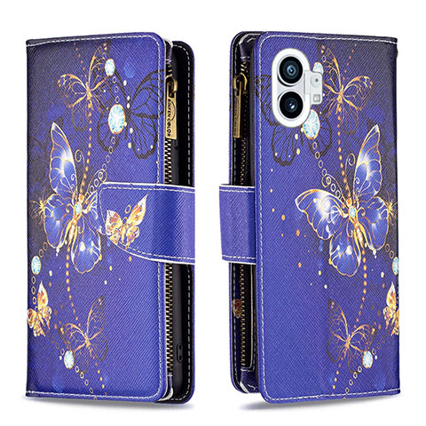 Funda de Cuero Cartera con Soporte Patron de Moda Carcasa para Nothing Phone 1 Azul Real