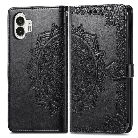 Funda de Cuero Cartera con Soporte Patron de Moda Carcasa para Nothing Phone 2 Negro