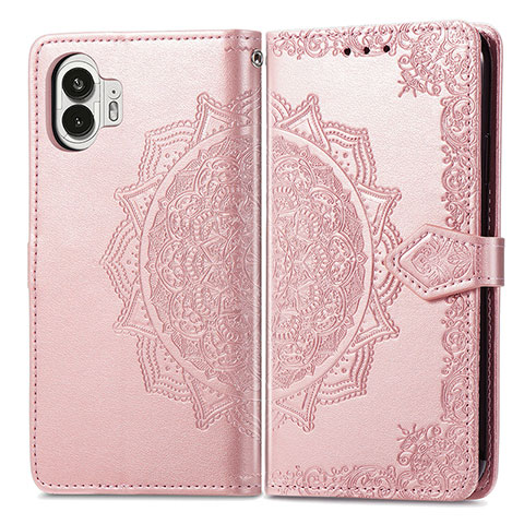 Funda de Cuero Cartera con Soporte Patron de Moda Carcasa para Nothing Phone 2 Oro Rosa