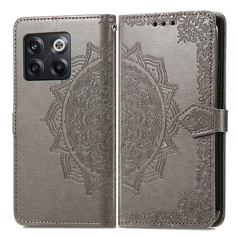 Funda de Cuero Cartera con Soporte Patron de Moda Carcasa para OnePlus 10T 5G Gris