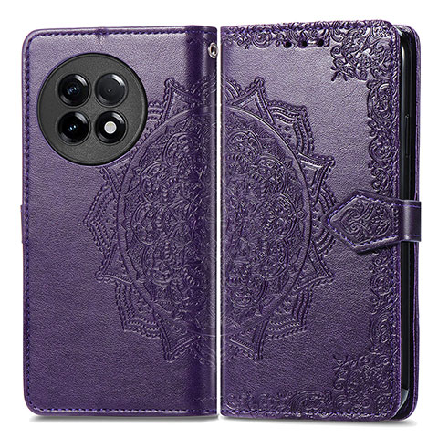 Funda de Cuero Cartera con Soporte Patron de Moda Carcasa para OnePlus 11R 5G Morado