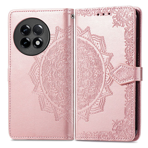 Funda de Cuero Cartera con Soporte Patron de Moda Carcasa para OnePlus 11R 5G Oro Rosa