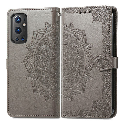 Funda de Cuero Cartera con Soporte Patron de Moda Carcasa para OnePlus 9 Pro 5G Gris