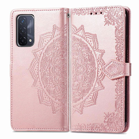 Funda de Cuero Cartera con Soporte Patron de Moda Carcasa para OnePlus Nord N200 5G Oro Rosa