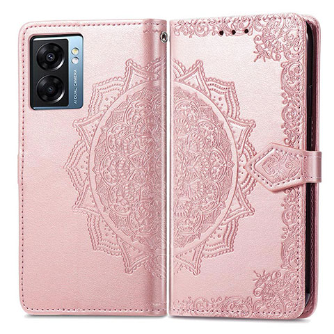 Funda de Cuero Cartera con Soporte Patron de Moda Carcasa para OnePlus Nord N300 5G Oro Rosa