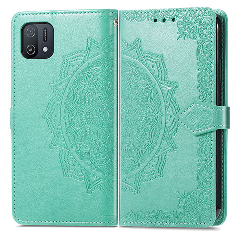 Funda de Cuero Cartera con Soporte Patron de Moda Carcasa para Oppo A16e Verde